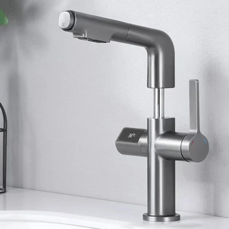 DecorBites™ Brass Basin Faucet Set with Digital Display and Pull Out Function
