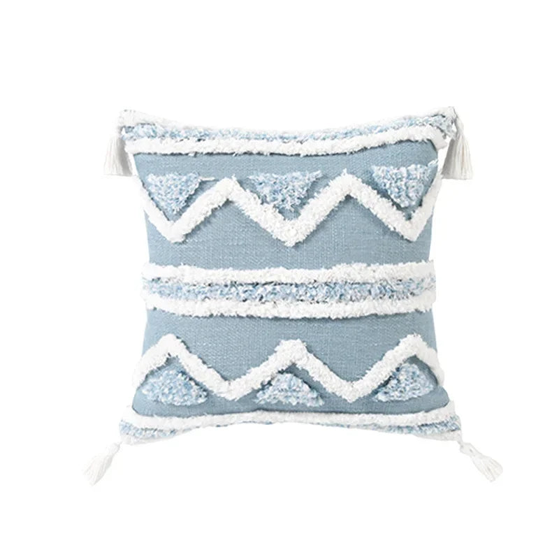 DecorBites™ Blue Geometric Tufted Long Waist Pillowcase Set, 30x100cm