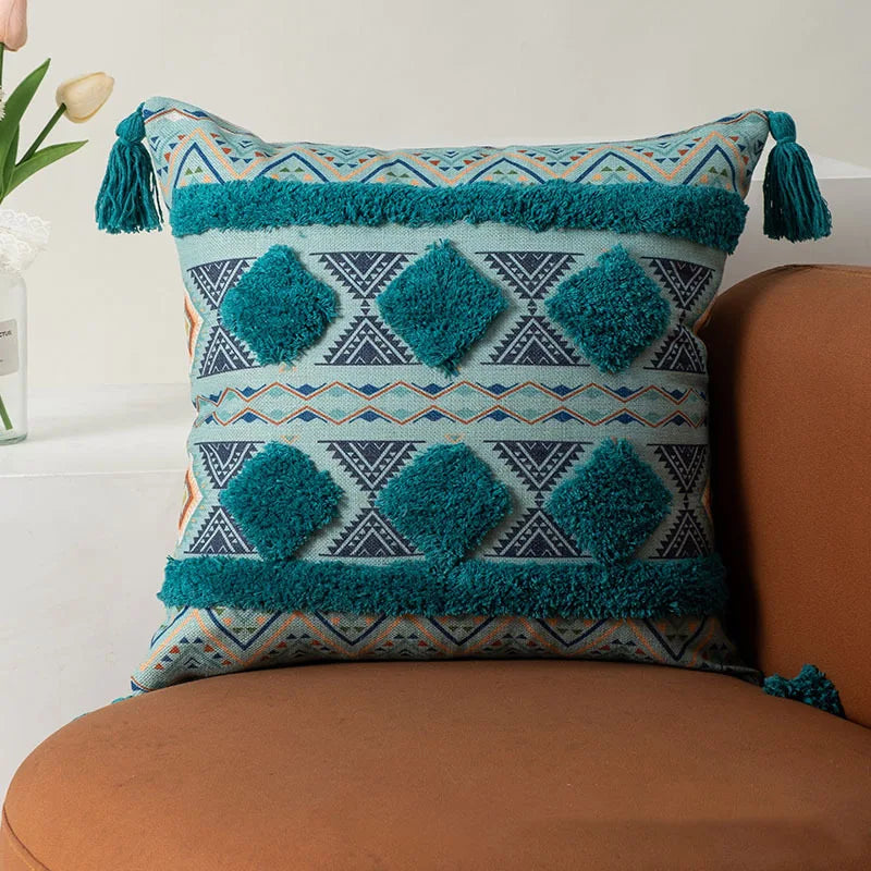 DecorBites™ Bohemian Floral Throw Pillow Cover with Tassels