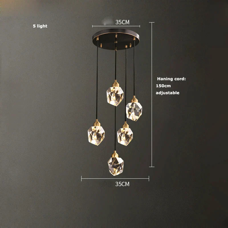 DecorBites™ Black Gold Crystal Chandelier LED Light for Luxury Home Decor