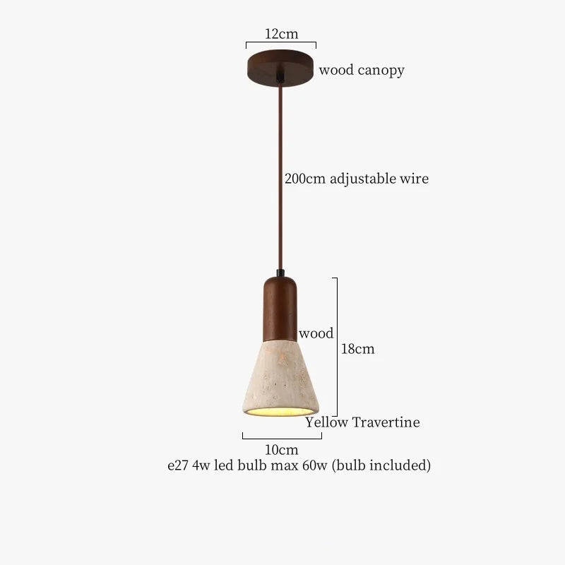 DecorBites™ LED Pendant Lamp Yellow Travertine Wood Nordic Minimalism Hanging Light