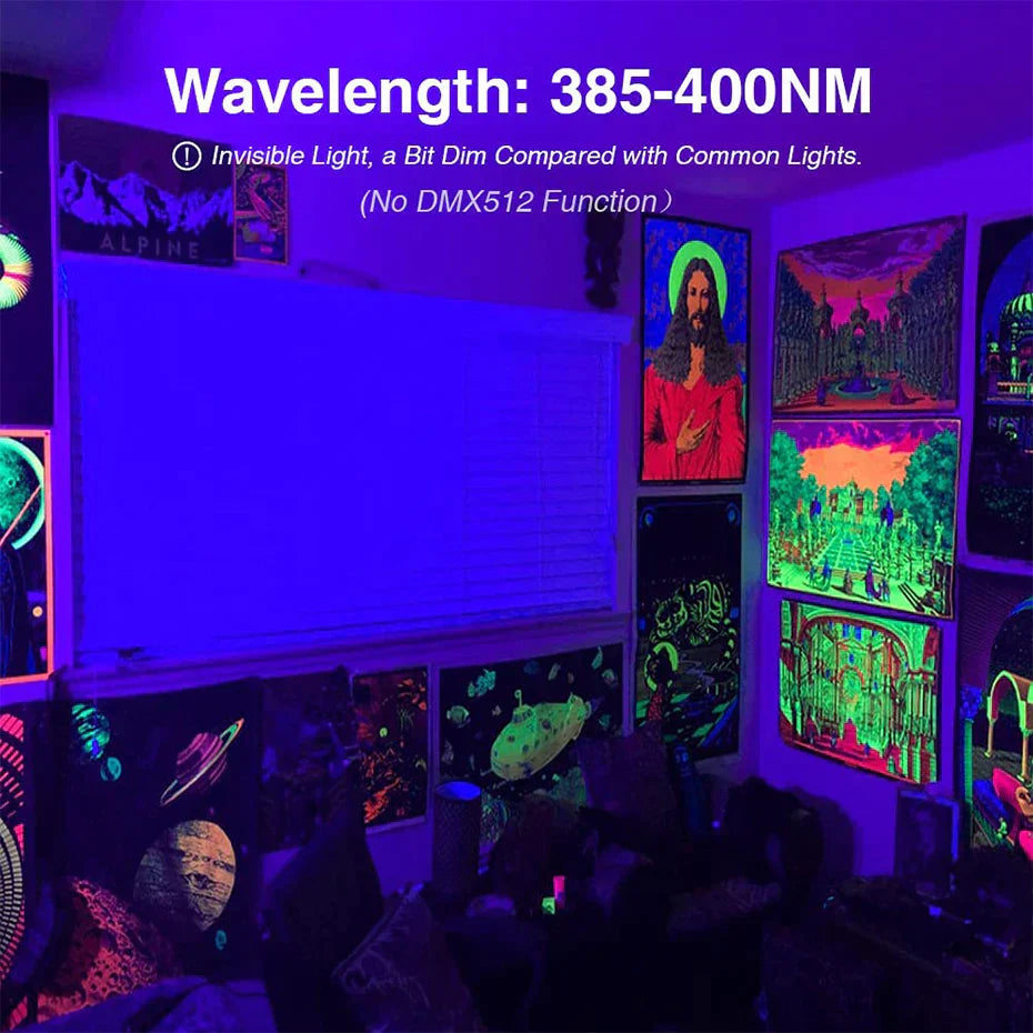 DecorBites™ 100W LED UV Black Light Flood Lamp for Party, Halloween, Xmas - 392nm