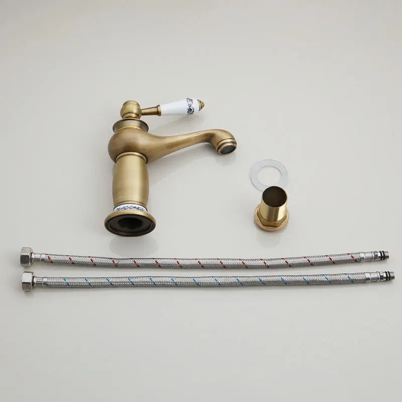 DecorBites™ Antique Brass Swivel Bathroom Faucet Mixer Tap with Single Handle