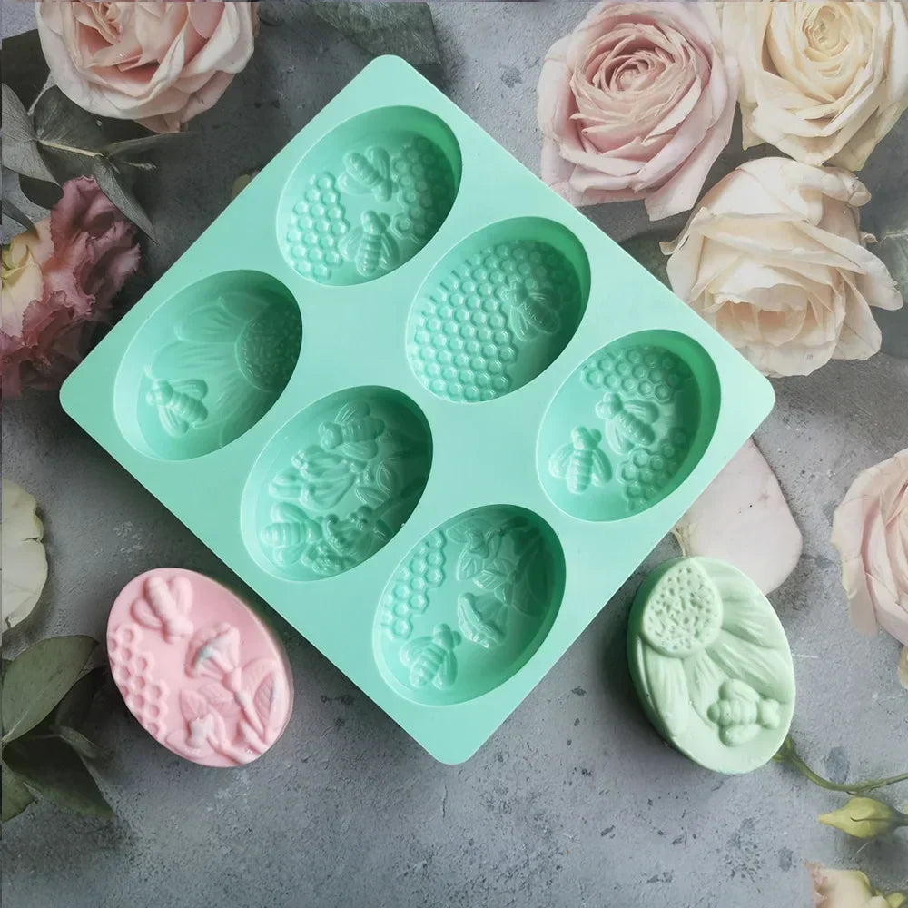 DecorBites™ Bee Silicone Soap Mold: 6 Styles for Handmade Treats & Baking