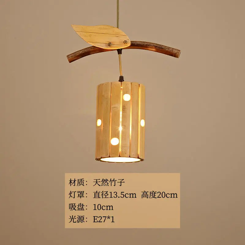 DecorBites™ Bamboo Art Chandelier: Retro Korean Living Room Lights for Tea House & Restaurant