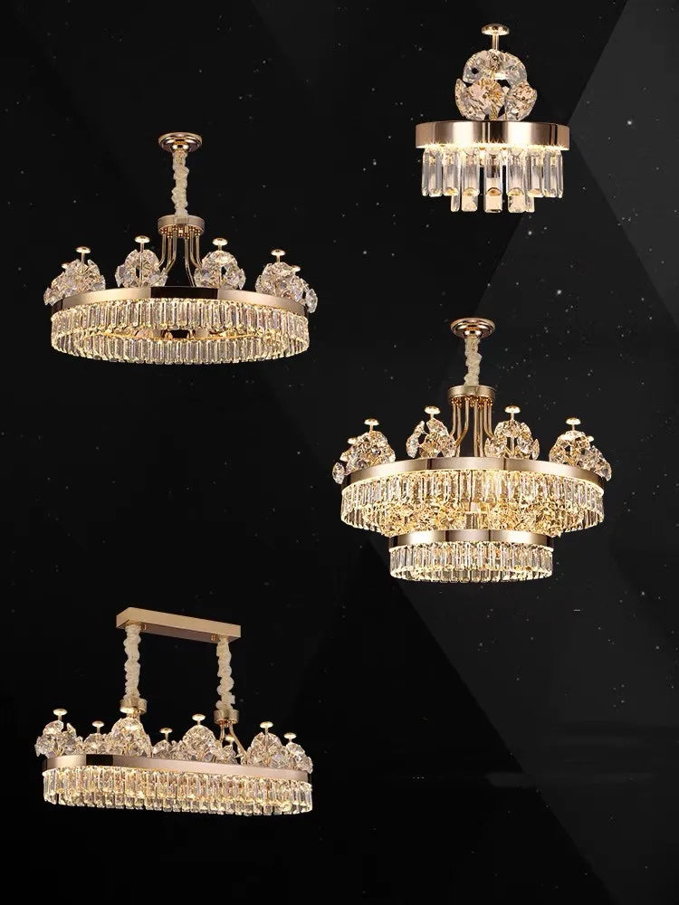 DecorBites™ Luxe Crystal Ceiling Chandelier - Elegant Home Decor Hanging Light for Living Room