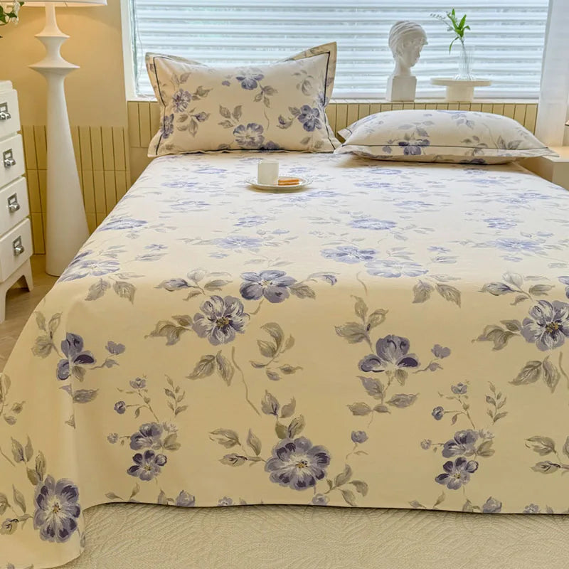 DecorBites™ Cooling Cotton Flower Print Bed Cover Matress Protector