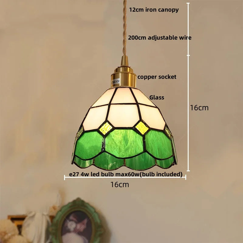 DecorBites™ Conch Glass LED Pendant Light Fixture Tiffany Children Dining Room Hang Lamp