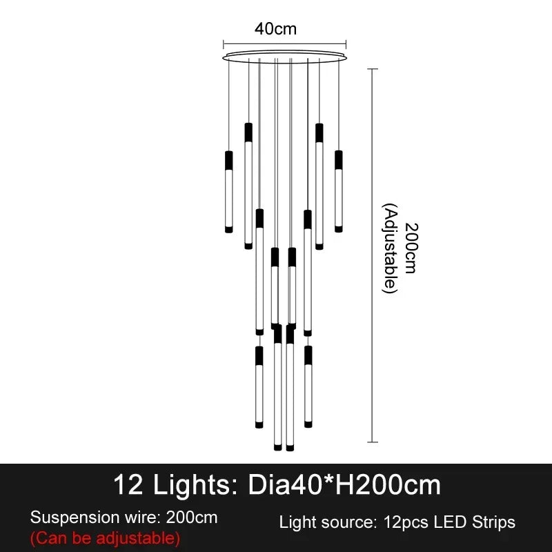 DecorBites™ LED Chandeliers Modern Staircase Ceiling Pendant Lighting Luxury Living Room Decor