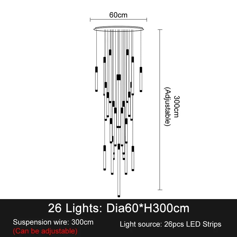 DecorBites™ LED Chandeliers Modern Staircase Ceiling Pendant Lighting Luxury Living Room Decor