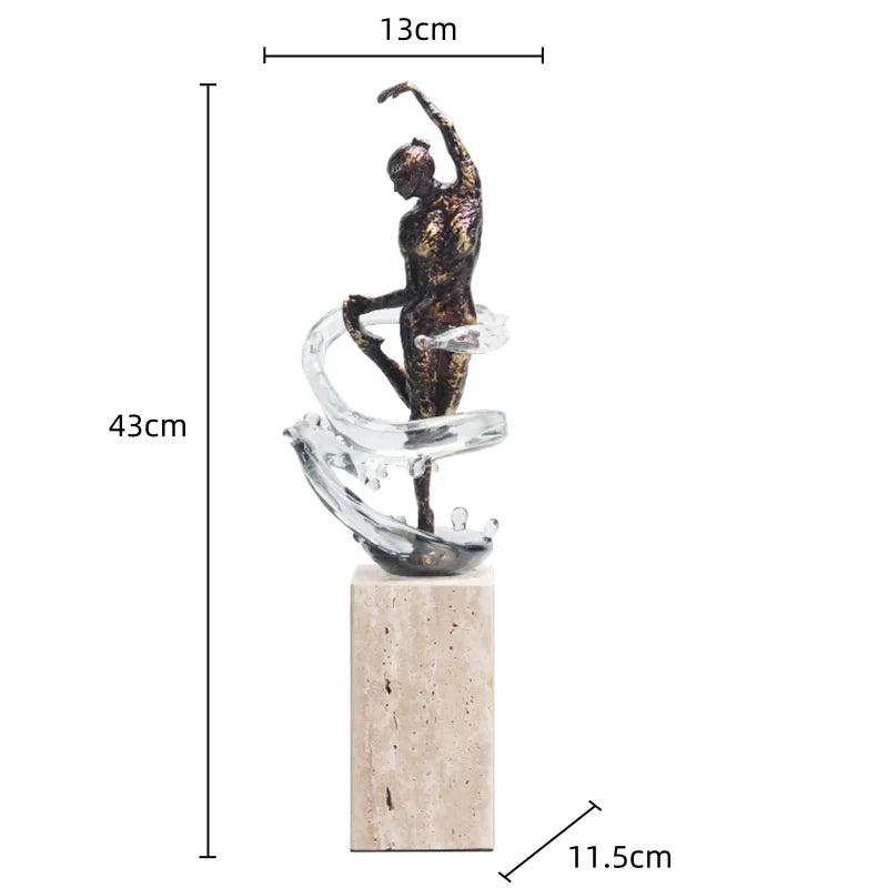 DecorBites™ Ballet Dancer Figure Sculpture Clear Water Wave Home Decor