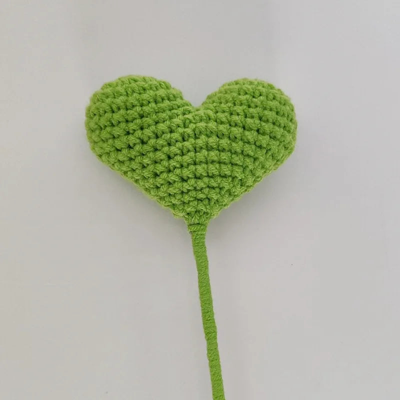 DecorBites™ Heart-Shaped Crochet Flower Bouquet - Handmade Wedding Home Decor & Family Gift