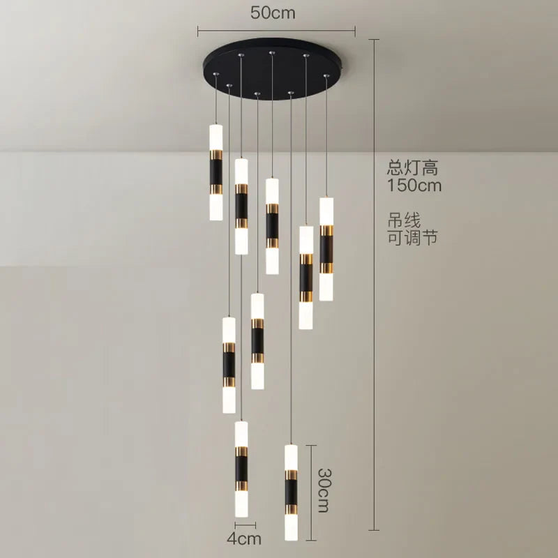 DecorBites™ Crystal LED Chandelier: Luxury Stair Lighting Fixture for Staircase, Minimalist Indoor Hangings