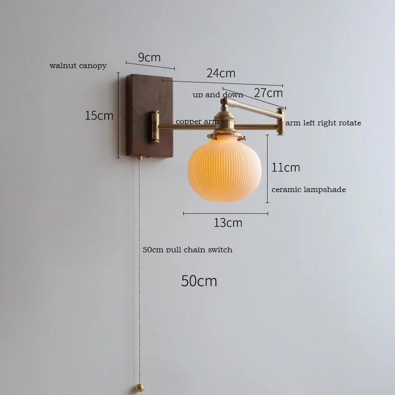 DecorBites™ LED Pull Chain Wall Lamp - Modern Nordic Sconce for Bedroom & Living Room
