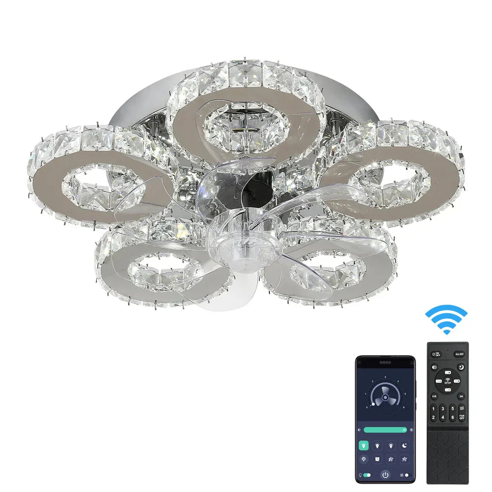 DecorBites™ Crystal Ceiling Fan: LED Remote Control Chandelier for Bedroom & Living Room