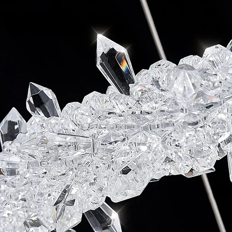 DecorBites™ Crystal Flower LED Chandelier: Elegant Round Pendant Light for Dining & Living Room