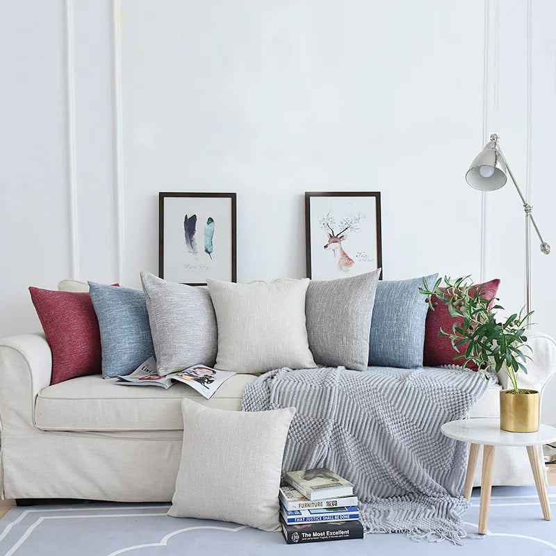DecorBites™ Linen Cotton Throw Pillowcase 100% Polyester Cushion Cover for Home Decor