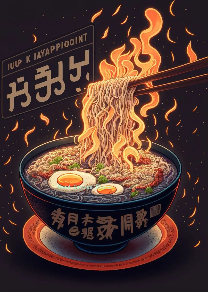 DecorBites™ Japanese Food Neon Posters Canvas Painting for Home Kitchen Decor