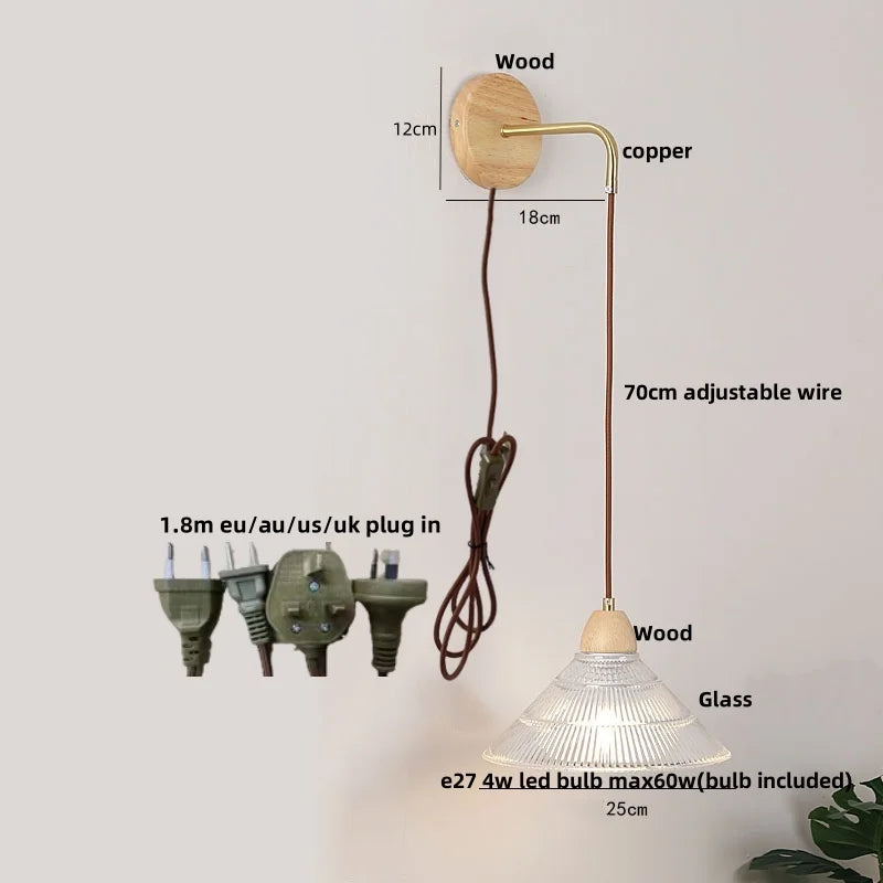DecorBites™ Clear Glass LED Wall Light with Pull Chain Switch