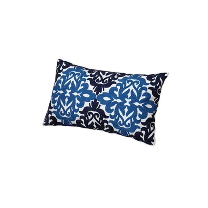 DecorBites™ Ethnic Floral Canvas Cotton Embroidered Lumbar Pillow Case 30x50cm