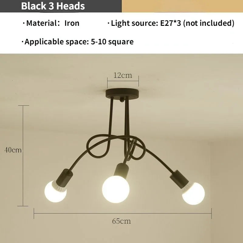 DecorBites™ Gold Black Sputnik Chandelier Pendant Light for Living Room Bedroom Farmhouse