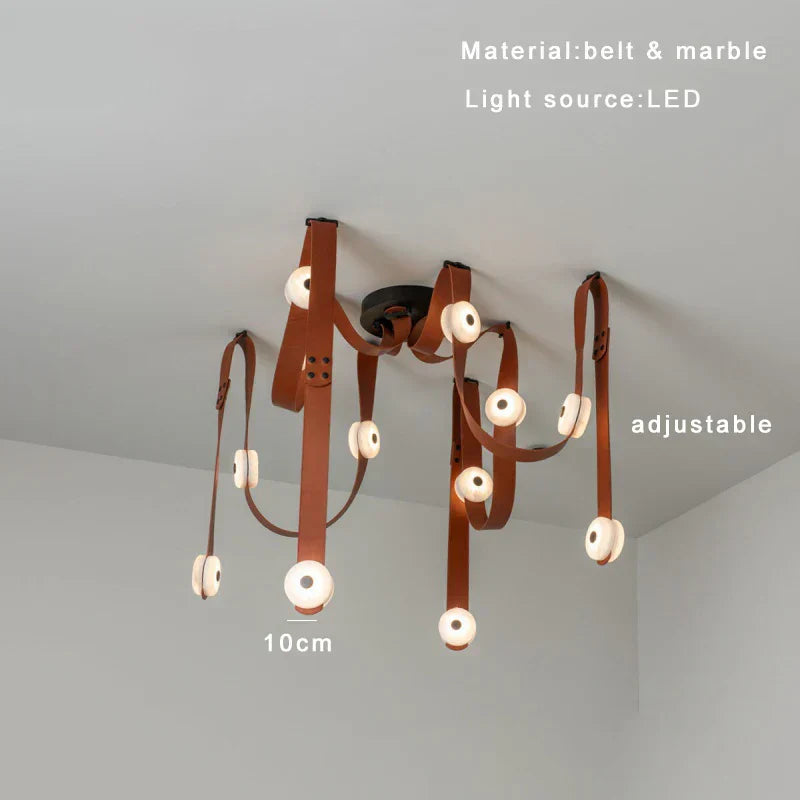 DecorBites™ Black Leather Marble Chandeliers | Adjustable Dining Room Lamps | Easy Installation Home Decor