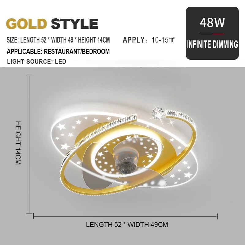 DecorBites™ Ceiling Fan Light with 360° Rotation - Quiet & Stylish for Home Décor