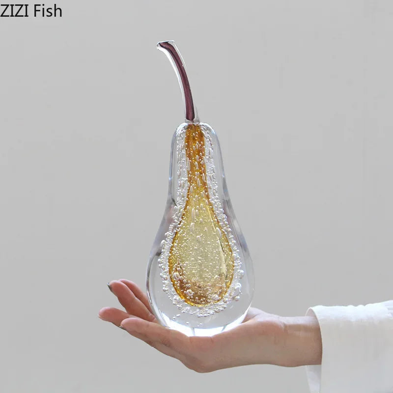 DecorBites™ Glass Fruit Sculpture Desk Ornament for Aesthetic Room Decor