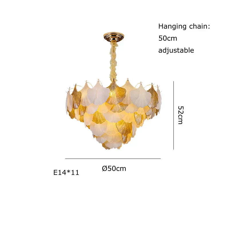 DecorBites™ Ginkgo Gold LED Chandelier Fixture for Living Room