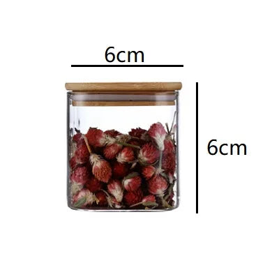DecorBites™ 5oz Glass Jars Set with Bamboo Lids for Tea Coffee Beans Storage