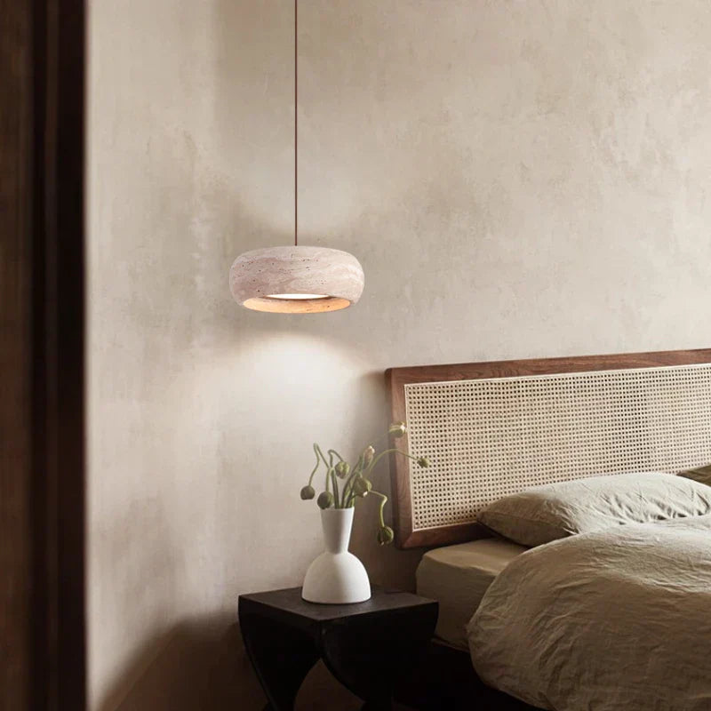 DecorBites™ LED Pendant Lamp Yellow Travertine Adjustable Wabi Sabi Light