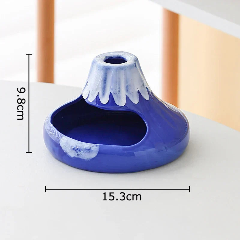 DecorBites™ Cartoon Volcanic Ceramic Ashtray with Lid Desk Decoration Windproof Ashtray