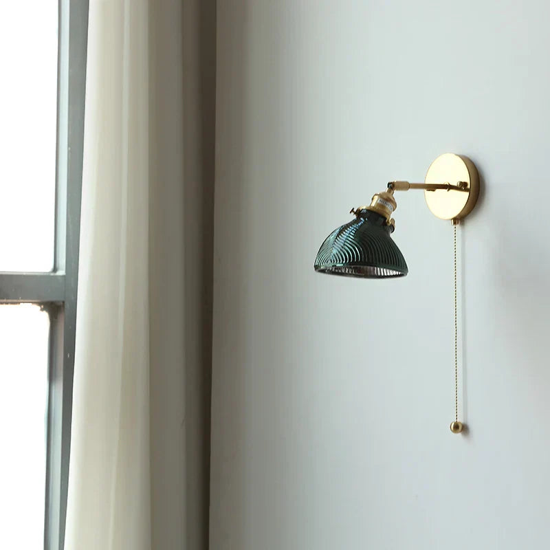 DecorBites™ Green Glass LED Wall Sconce, Modern Nordic Rotate Copper Stair Light