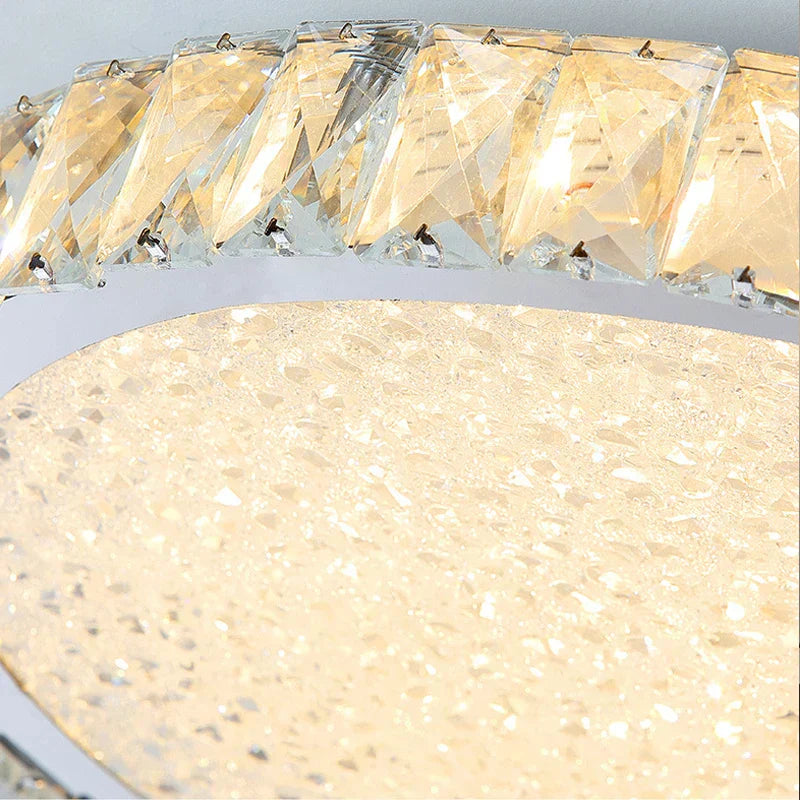 DecorBites™ Crystal LED Ceiling Lamp: Luxury Golden Glossy Lighting Fixture for Living Room