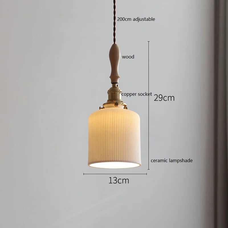 DecorBites™ Ceramic LED Pendant Light: 30CM, Home Decor, Bedroom, Living Room, Dinning, Wood & Copper Socket