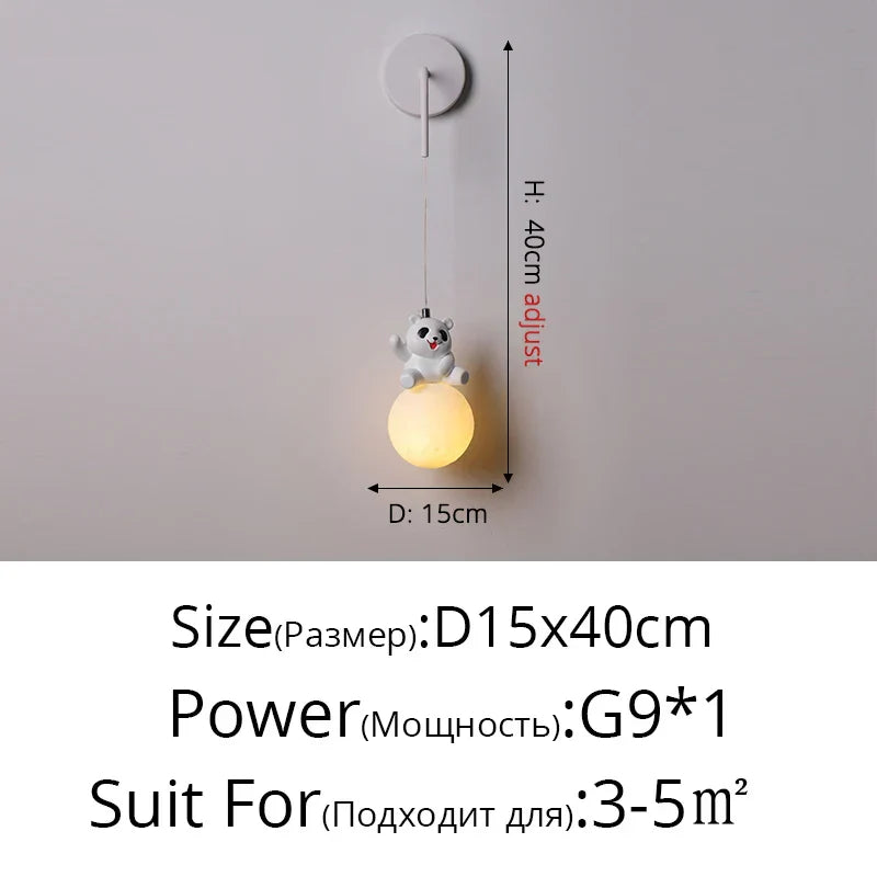 DecorBites™ Bear Bedroom Wall Lamp: Modern Chandelier for Living Room, Study & Dining Room
