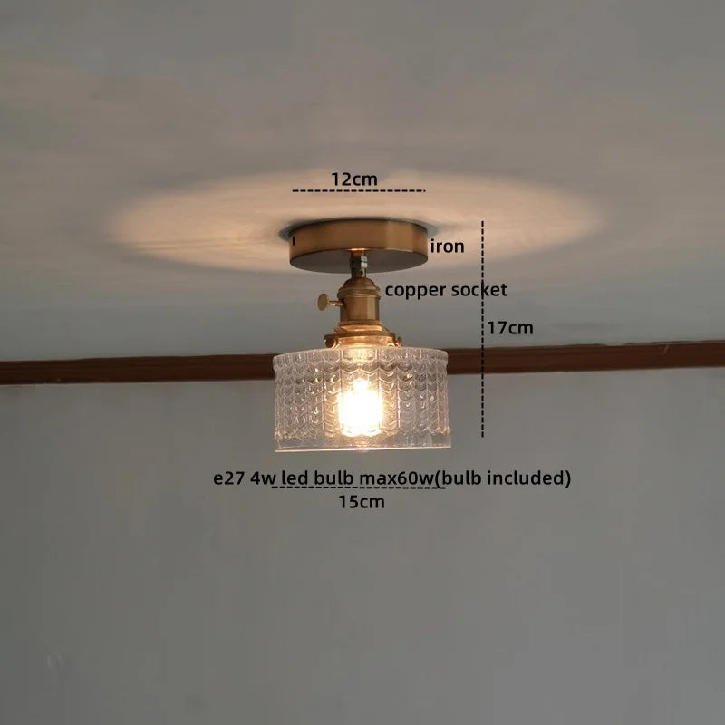 DecorBites™ Amber Glass LED Ceiling Lights Modern Home Lighting Copper Socket