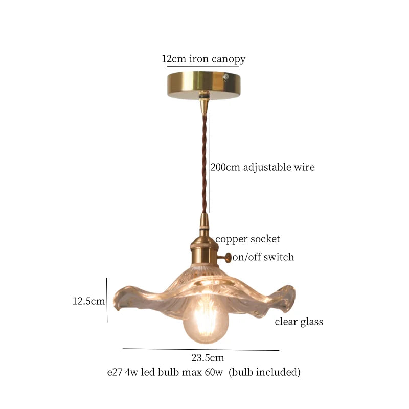 DecorBites™ Lotus Leaf Glass LED Pendant Light - Japanese Style Loft Bar Living Dining Bedroom