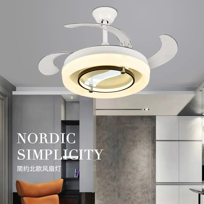 DecorBites™ 42" Bladeless Ceiling Fan Chandelier with Remote & Retractable Blades