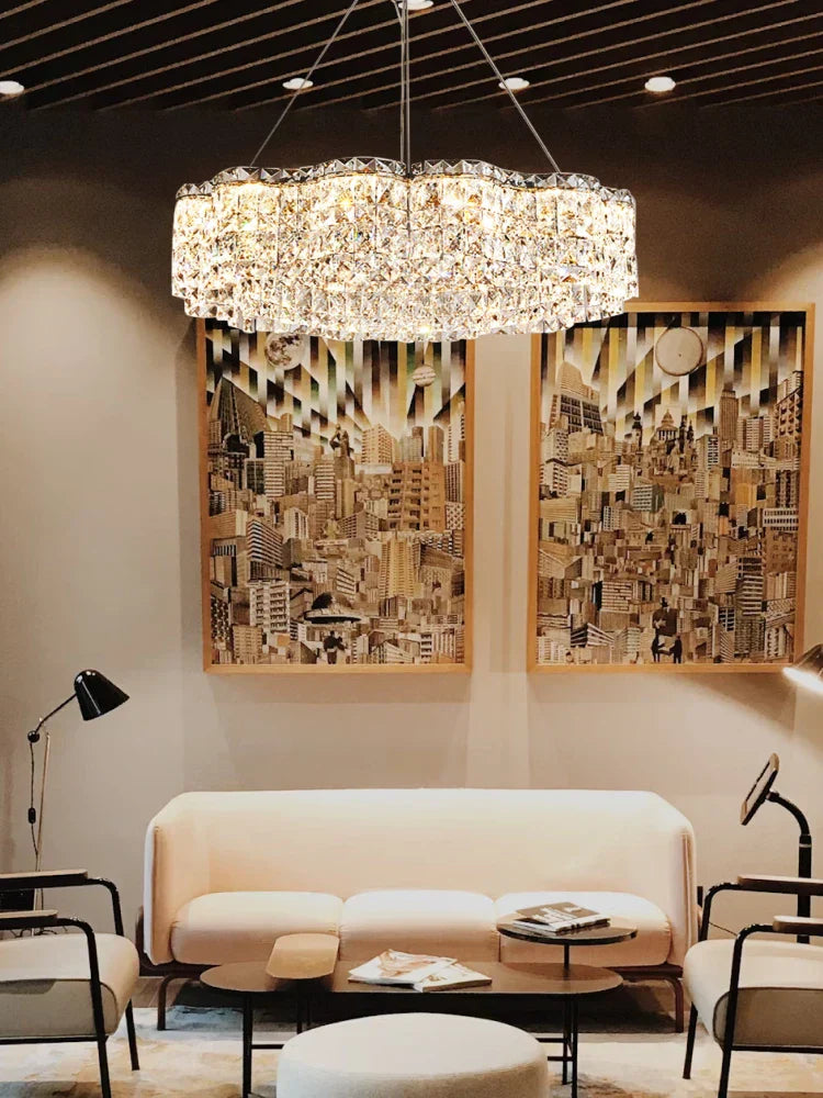 DecorBites™ Crystal Chandelier Pendant Light, Elegant Hanging Lamp Fixture
