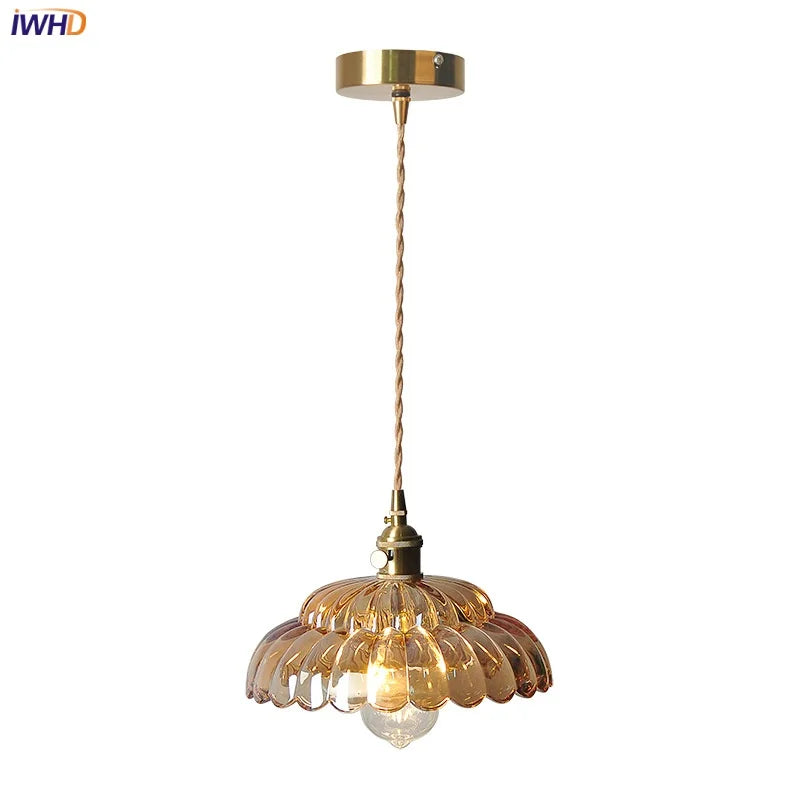 DecorBites™ Amber Flower Glass Pendant Light LED Kitchen Decor Home Reading Room