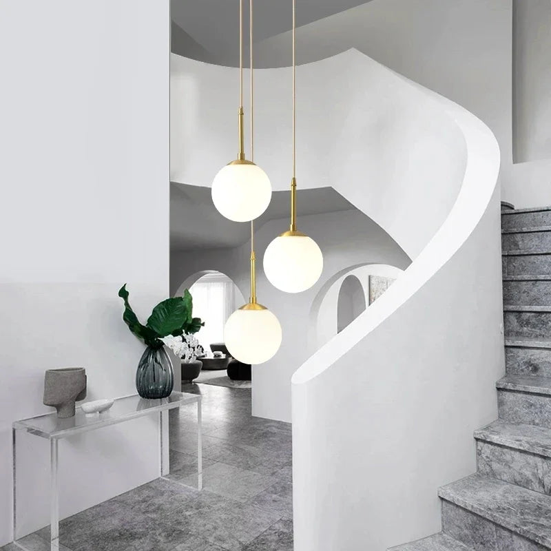 DecorBites™ LED Glass Ball Chandelier: Modern Nordic Lights for Dining Room, Restaurant, Bar