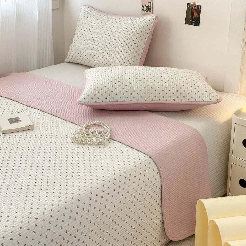 DecorBites™ Double-Sided Cotton Bed Cover Quilted Tatami Mat, Soft & Anti-Slip Mattress