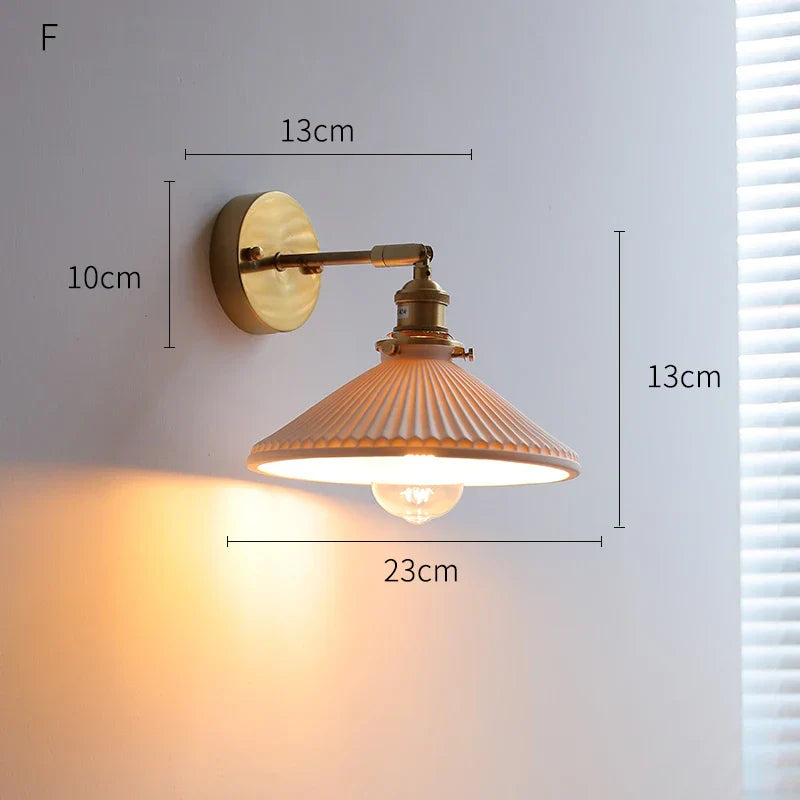 DecorBites™ Ceramic LED Wall Lights Fixture with Copper Arm for Bedroom Living Room