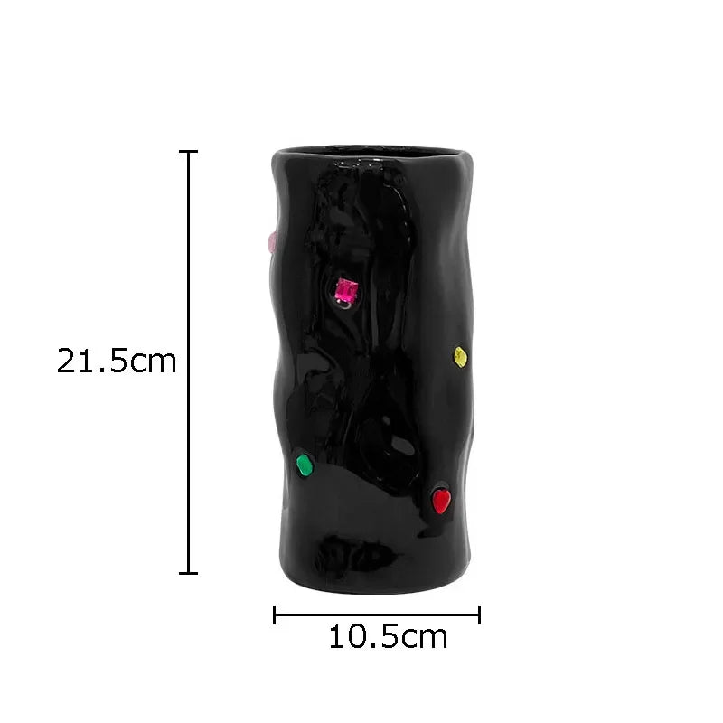 DecorBites™ Gemstone Ceramic Vase: Desk Decor, Floral Arrangement, Room Aesthetic