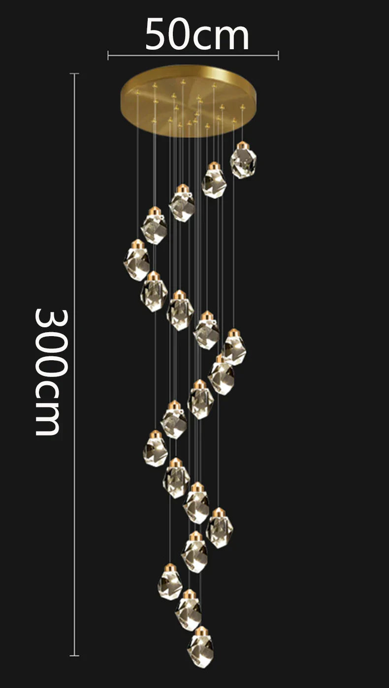 DecorBites™ Crystal Chandelier Stair Pendant Light Modern Living Room Interior Lighting