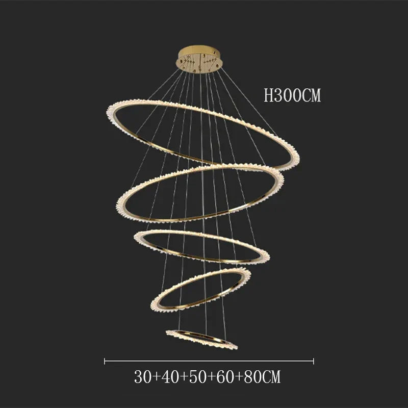 DecorBites™ Crystal Chandelier Stair Pendant Lamp for Modern Home Decoration & Living Room Lighting