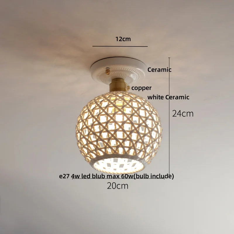 DecorBites™ Blue Hollow-out Ceramic LED Ceiling Lamp