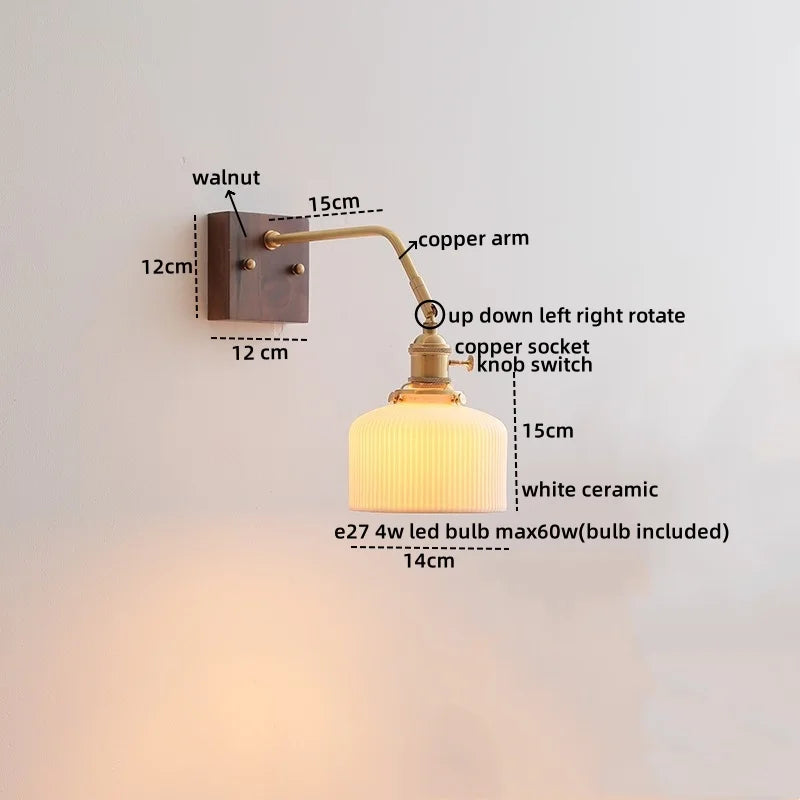 DecorBites™ Ceramic LED Wall Sconce Pull Chain Switch Mirror Light Fixtures