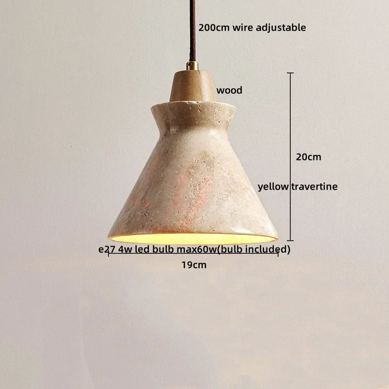 DecorBites™ LED Hanging Lamp: Yellow Travertine Japanese Style Pendant Light for Home Decoration